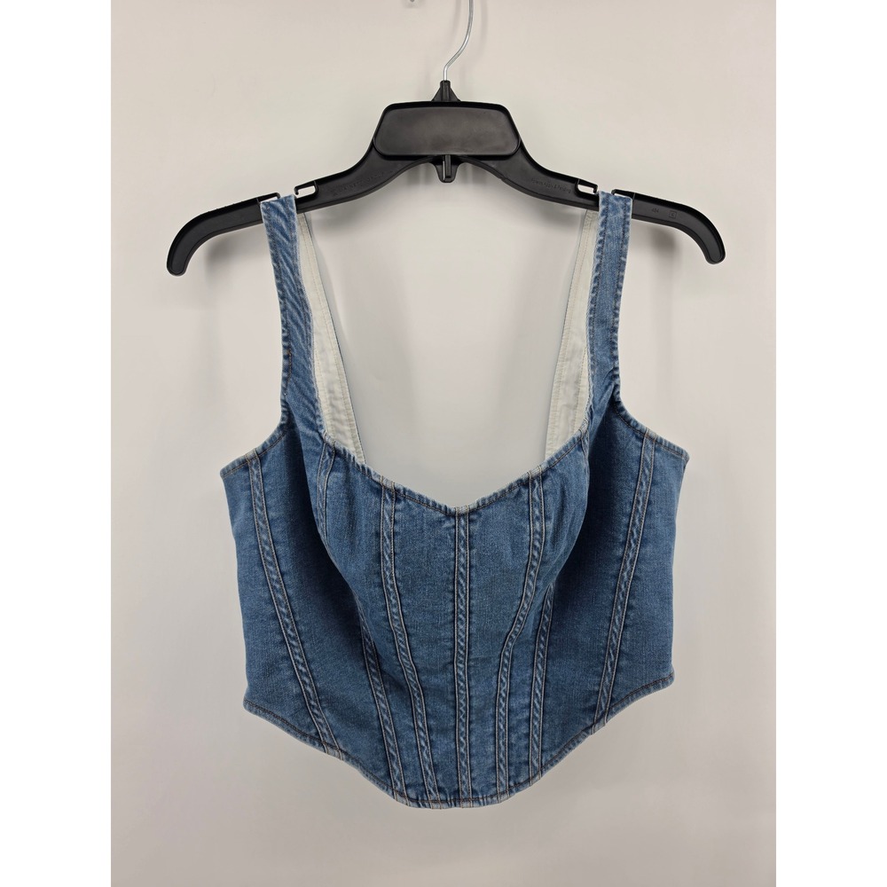 Bardot Denim Corset Bustier Crop Top XXL